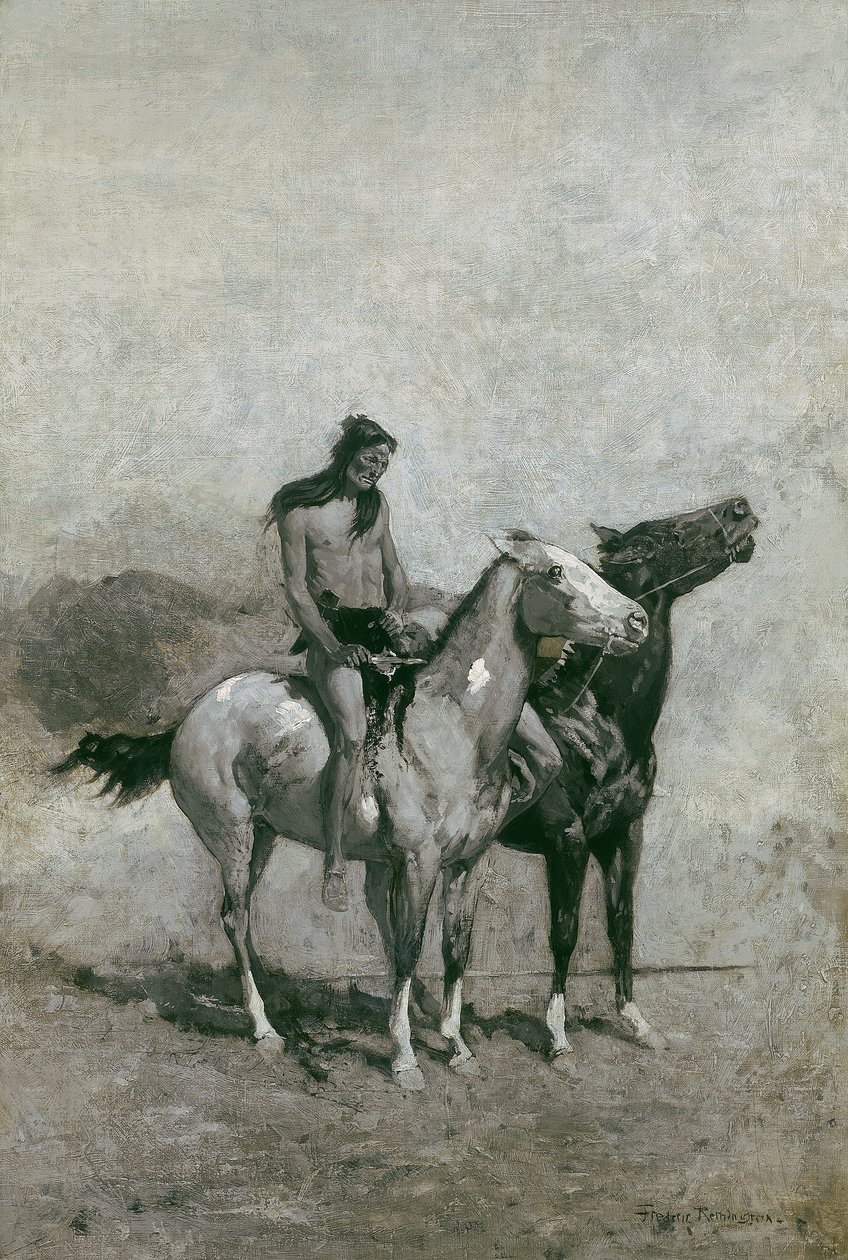 Il mangiatore di fuoco ha gettato la sua vittima sul suo pony, c.1900 da Frederic Remington
