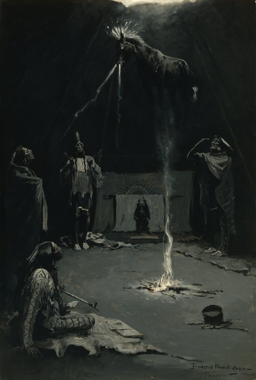 La partenza del cavallo della medicina (Dio del fuoco indiano) 1897 da Frederic Remington