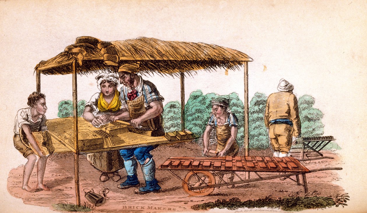 Il fabbricatore di mattoni da Ackermanns World in Miniature da Frederic Shoberl