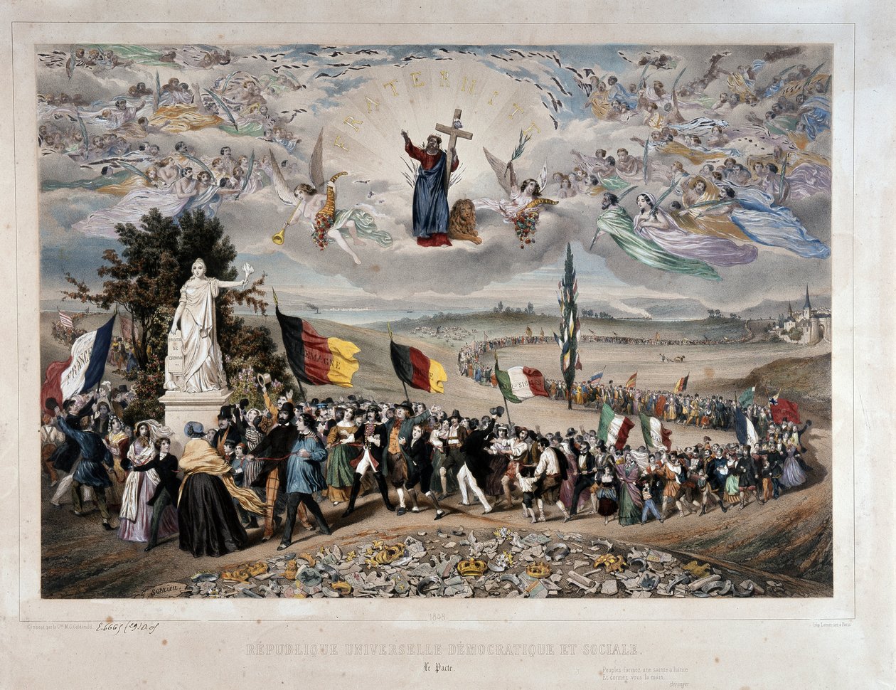 La Repubblica Democratica e Sociale Universale Processione dei Popoli Europei in Unione e Fraternità. Litografia di Frederic Sorrieu (1807-ca. 1861) 1848 Parigi, museo Carnavalet - Repubblica Democratica e Sociale Universale da Frederic Sorrieu