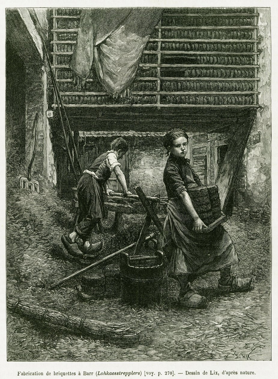 Lavoro minorile nella fabbricazione di mattonelle, Barr (incisione) da Frederic Theodore Lix