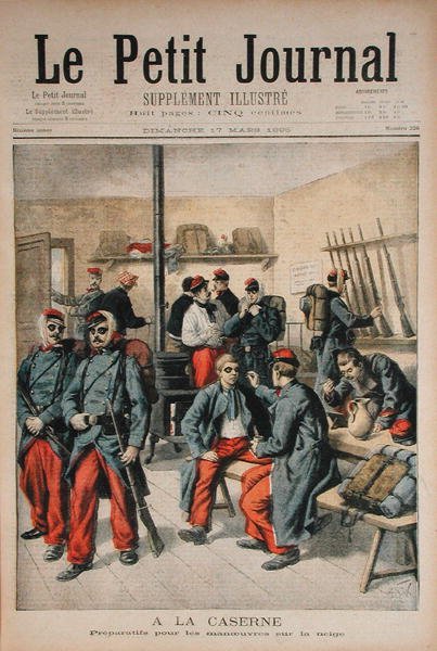 Nella caserma, preparazione per le manovre nella neve, illustrazione da Le Petit Journal, 17 marzo 1895 da Frederic Theodore Lix