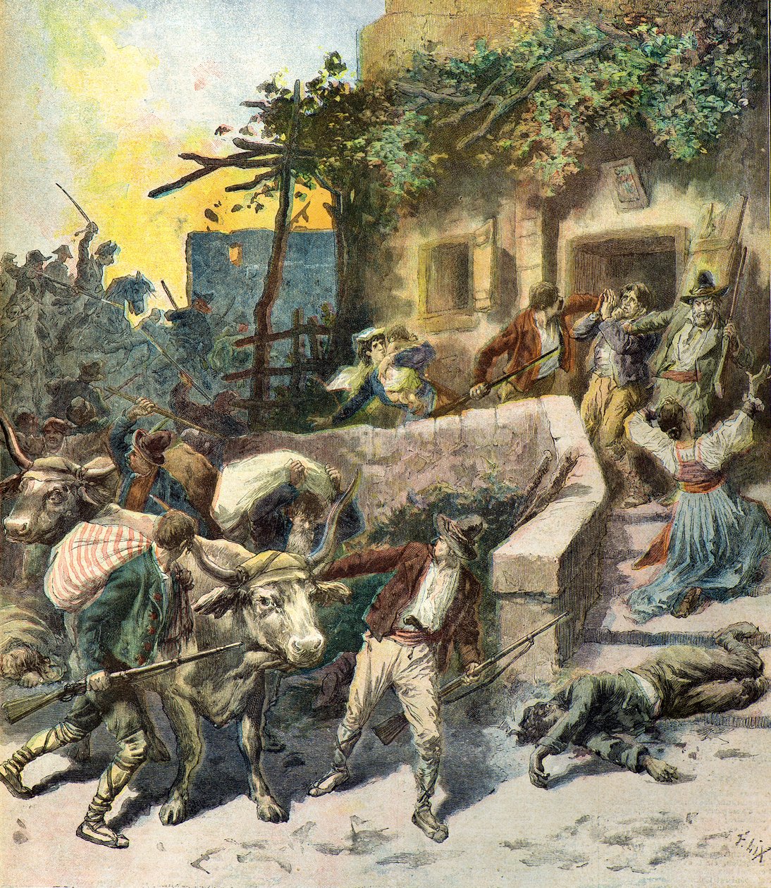 Saccheggio di una casa in Sicilia da Frederic Theodore Lix