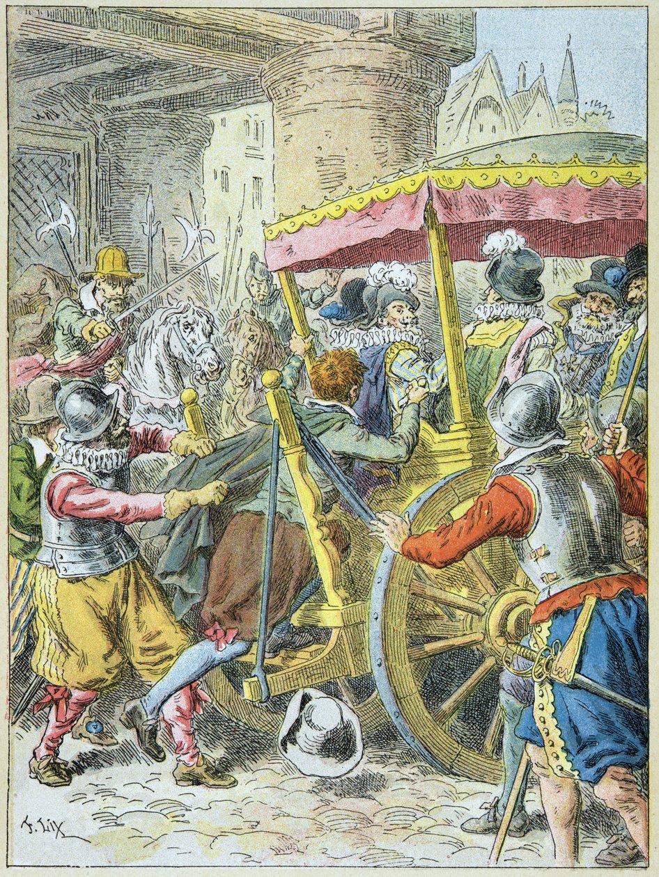 Assassinio del re Enrico IV da parte di François Ravaillac in Rue de la Ferronnerie, Parigi, 14 maggio da Frederic Theodore Lix