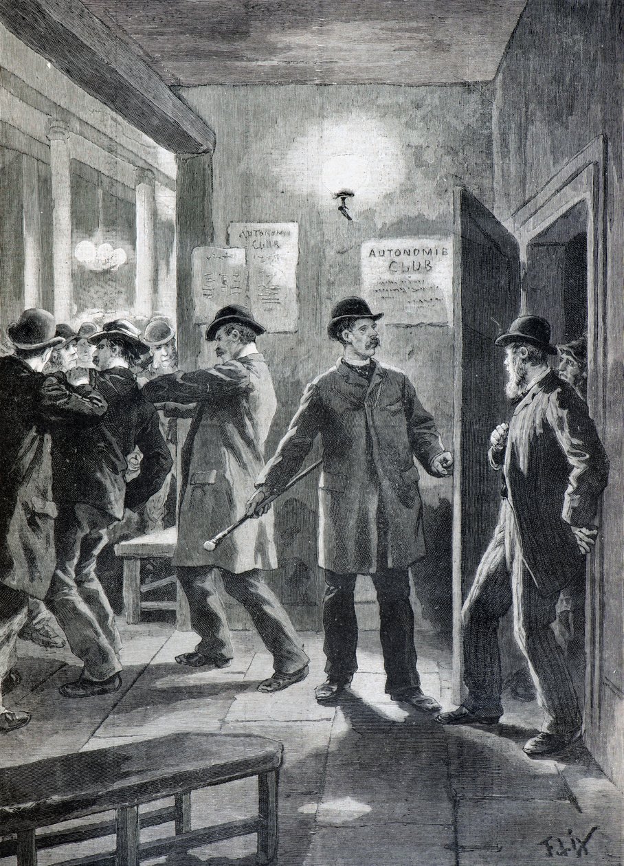 Irruzione della polizia in un club anarchico, Londra da Frederic Theodore Lix