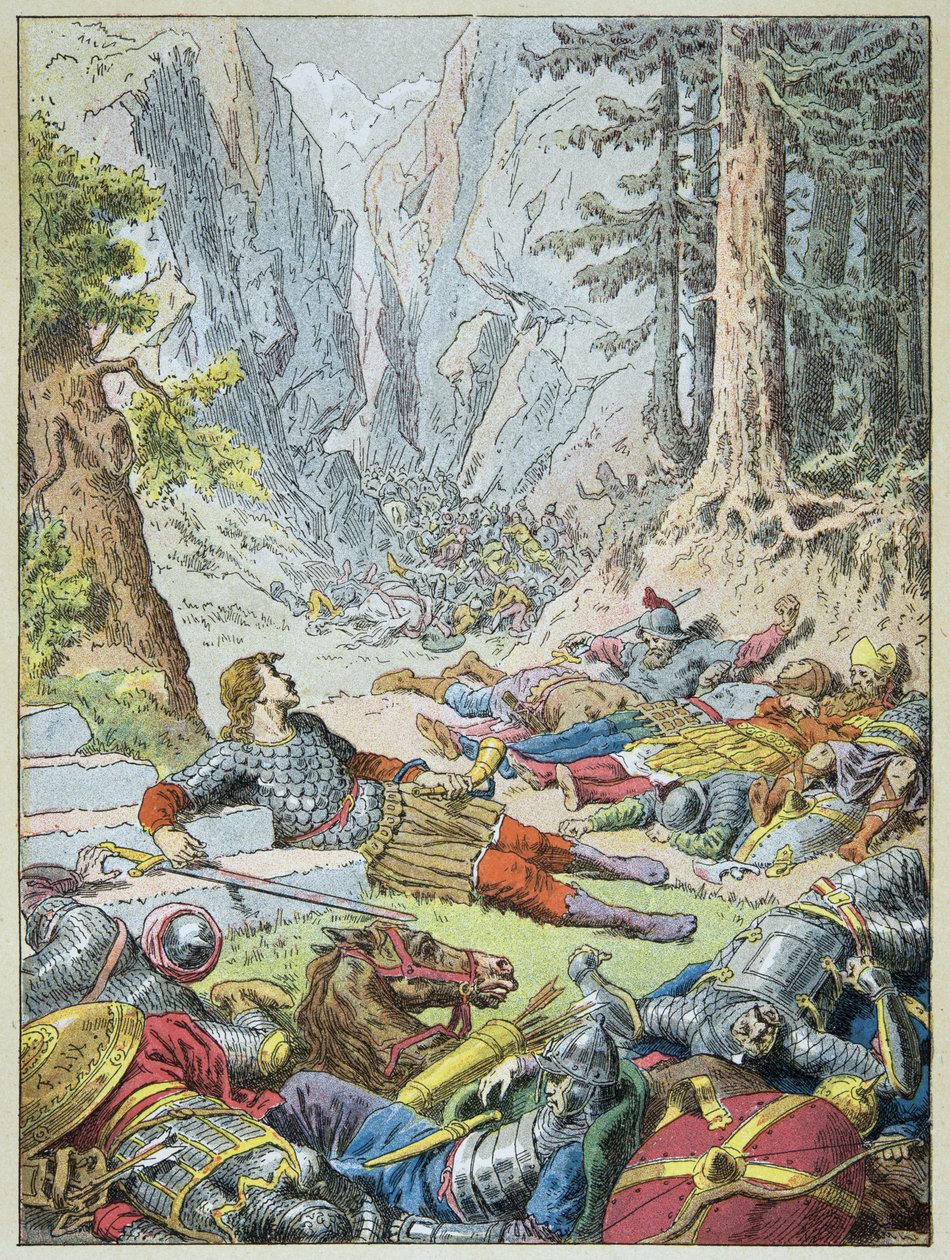 Rolando morì nella Battaglia di Roncisvalle da Frederic Theodore Lix