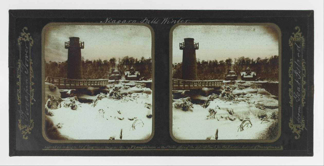 Cascate del Niagara in inverno, Terrapin Tower da Goat Island da Frederic and William Langenheim