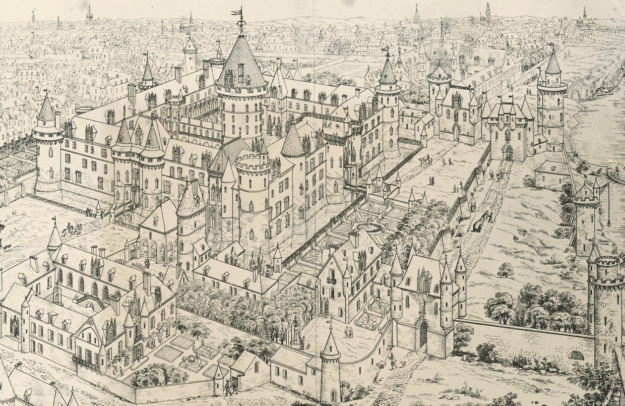 Louvre a Parigi al tempo di Carlo V, il Saggio (XIV secolo), disegno di Frederic de Clarac (1777-1847), Francia da Frederic de Clarac