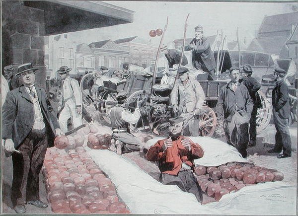 Il mercato del formaggio ad Alkmaar, c.1910 da Frederic de Haenen