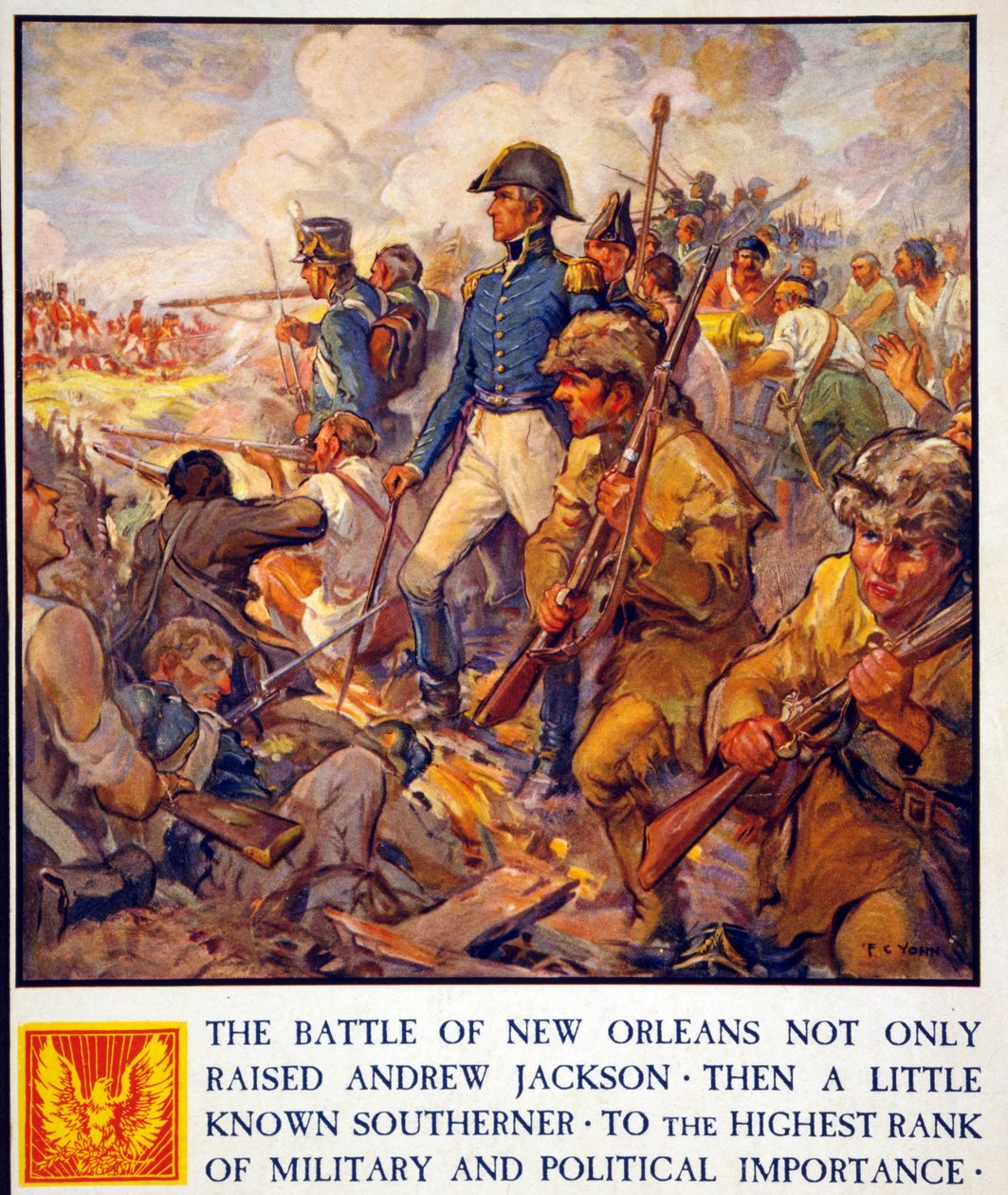 Andrew Jackson durante la Battaglia di New Orleans, pub. 1922 da Frederick Coffay Yohn