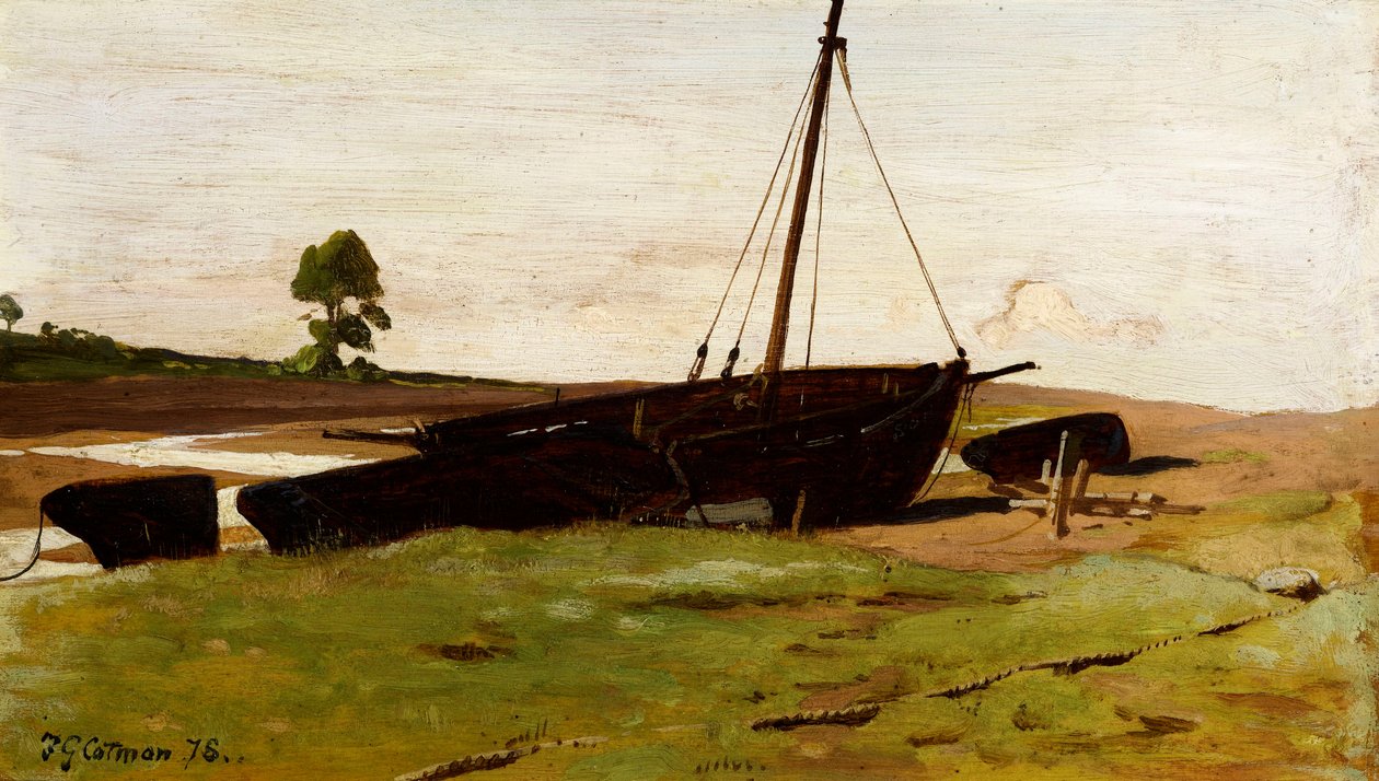 Barche arenate, Porlock Weir, 1879 da Frederick George Cotman