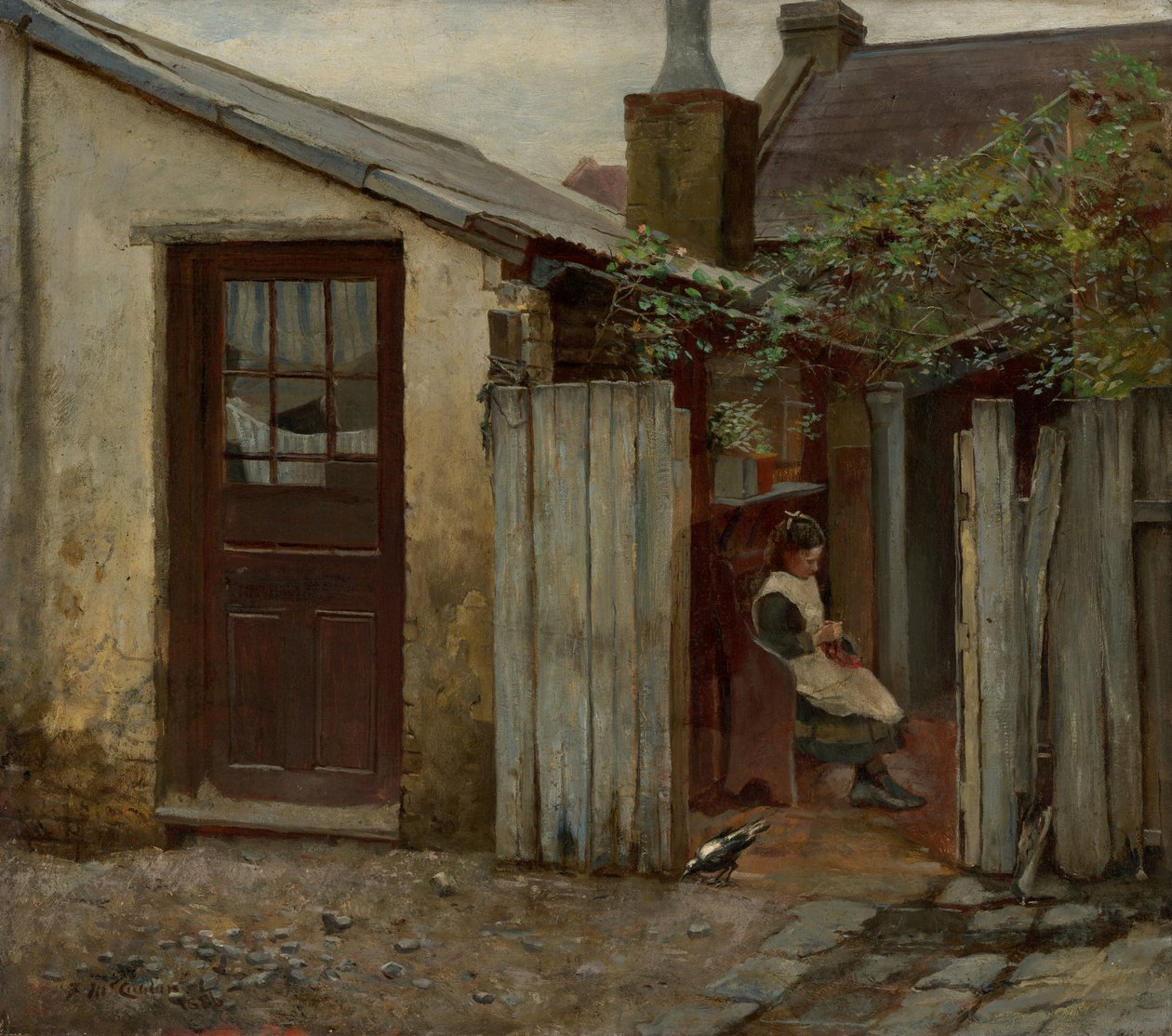 Ragazza con uccello alla panetteria di King Street da Frederick McCubbin