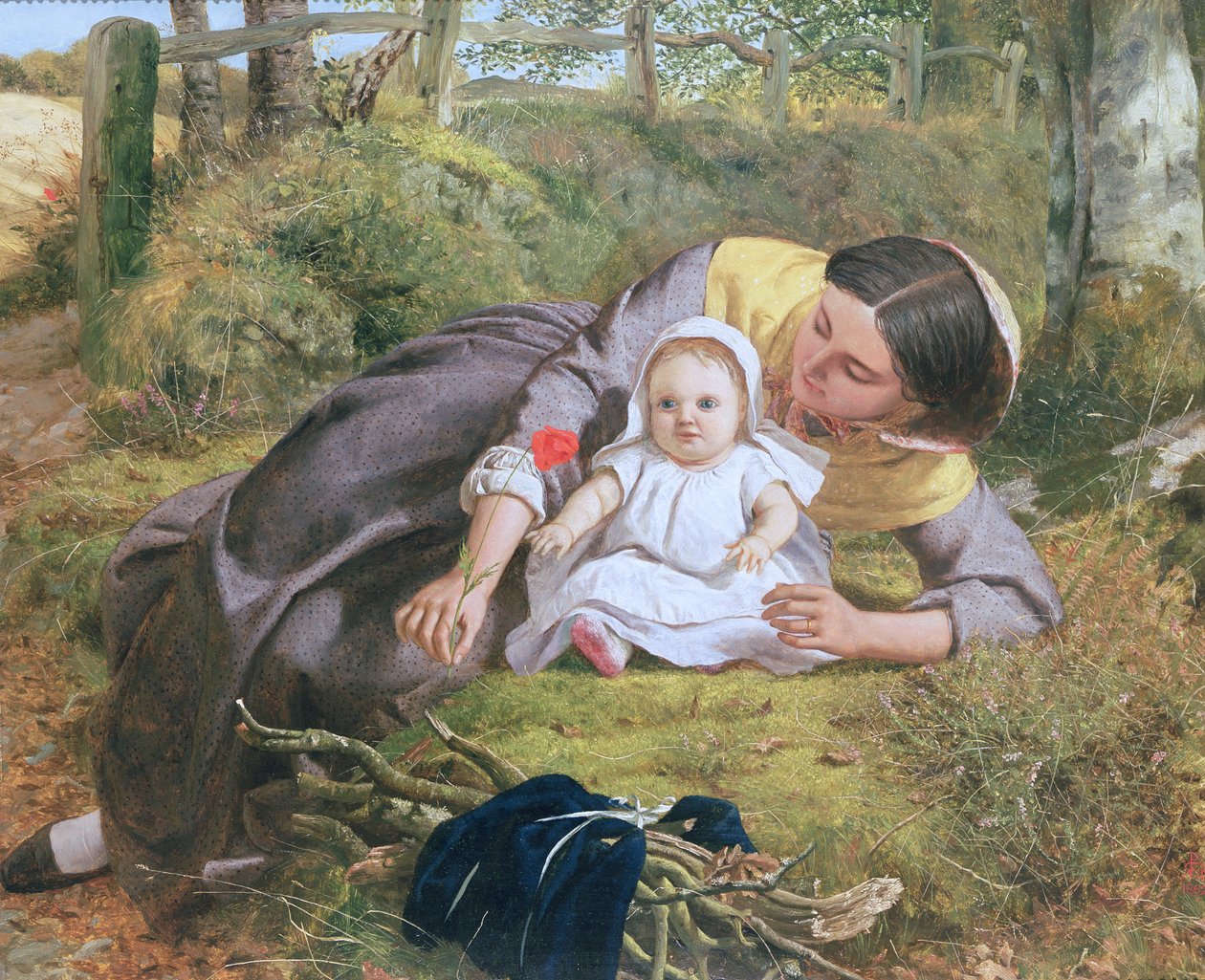 Madre e bambino con un papavero da Frederick Richard Pickersgill