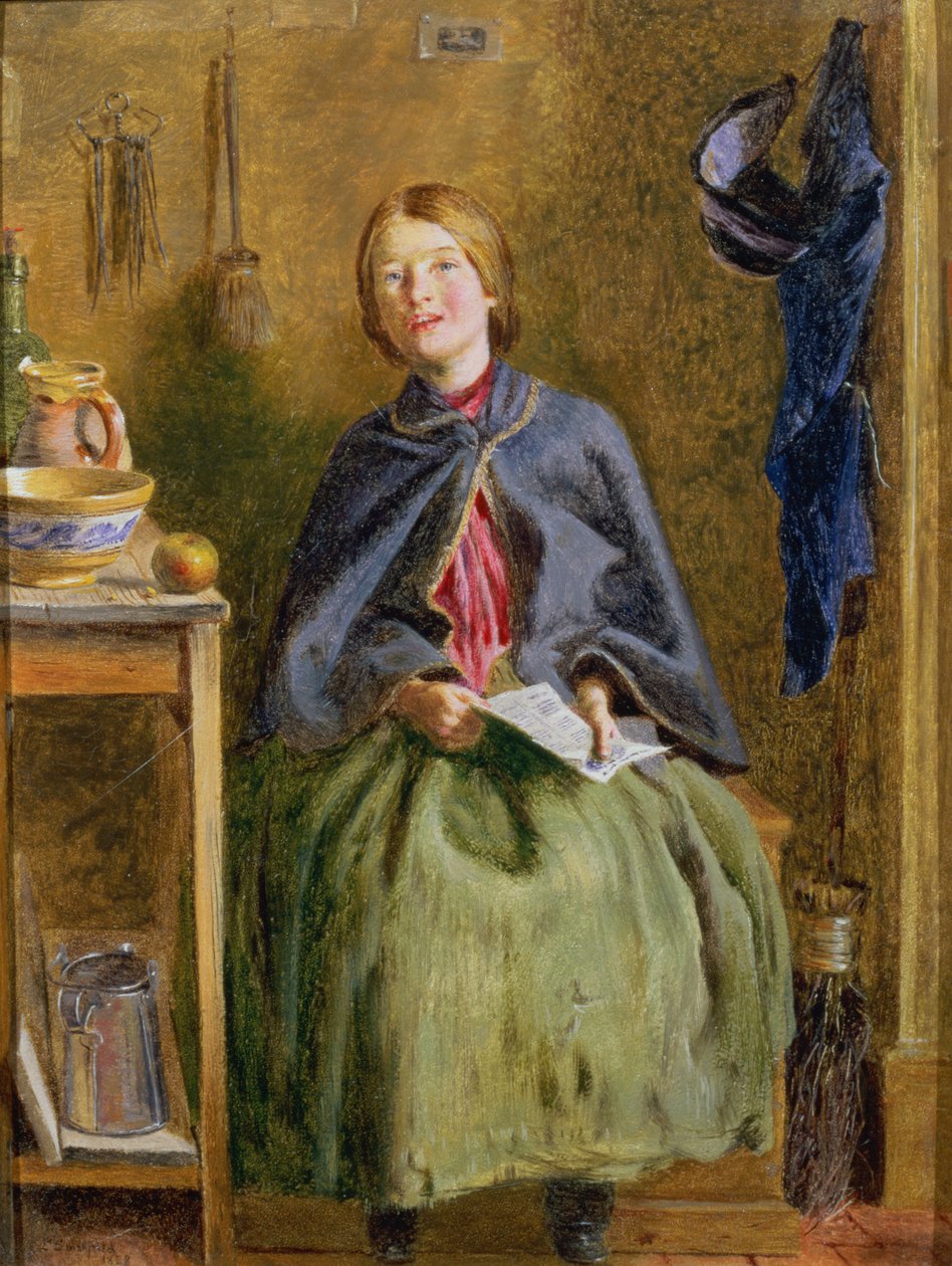 Una domestica che impara a leggere, 1858 da Frederick Smallfield
