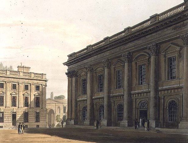 Esterno della biblioteca di Christ Church, Peckwater, illustrazione dalla 