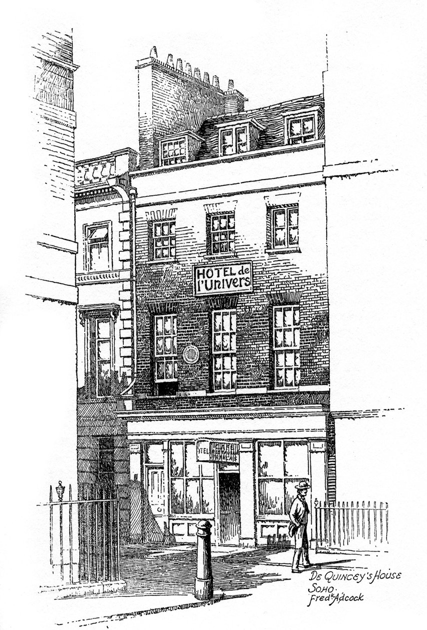 Casa di Thomas de Quincey, Soho, Londra, 1912 da Frederick Adcock