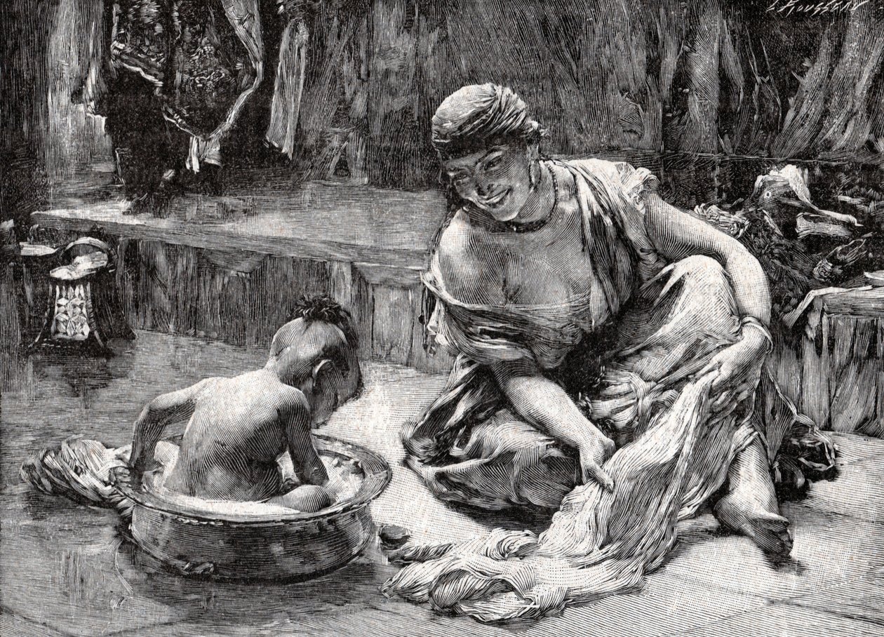 Bagno del bambino, Egitto da Frederick Arthur Bridgman