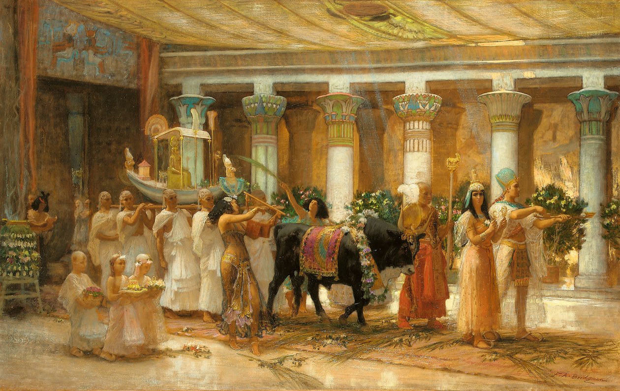 La processione del sacro toro, Apis, c.1879 da Frederick Arthur Bridgman