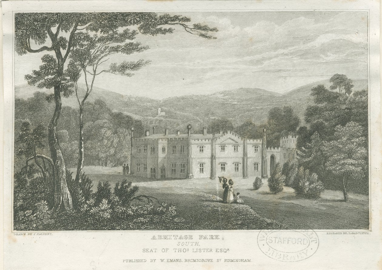 Parco di Armitage: incisione da Frederick Calvert