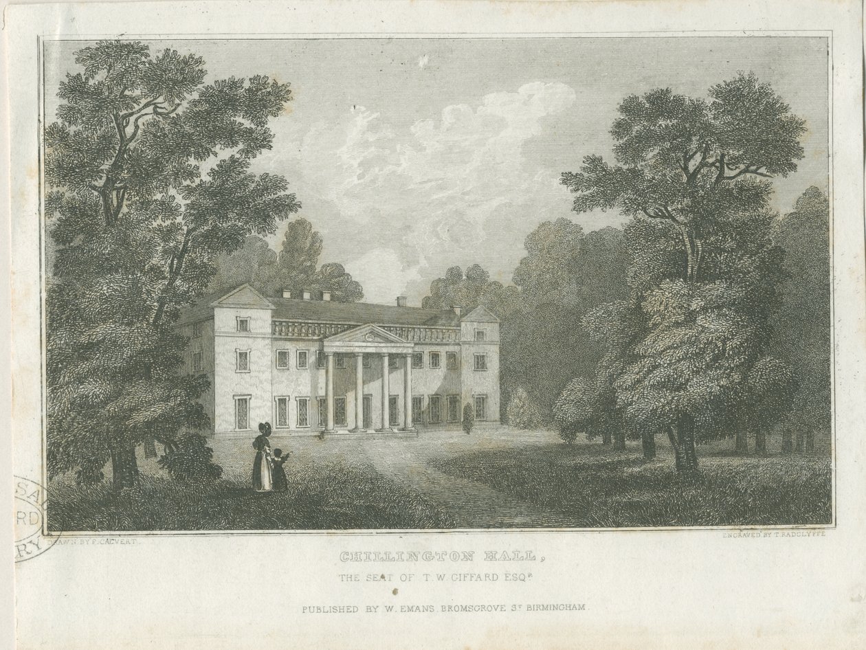 Chillington Hall (incisione) da Frederick Calvert