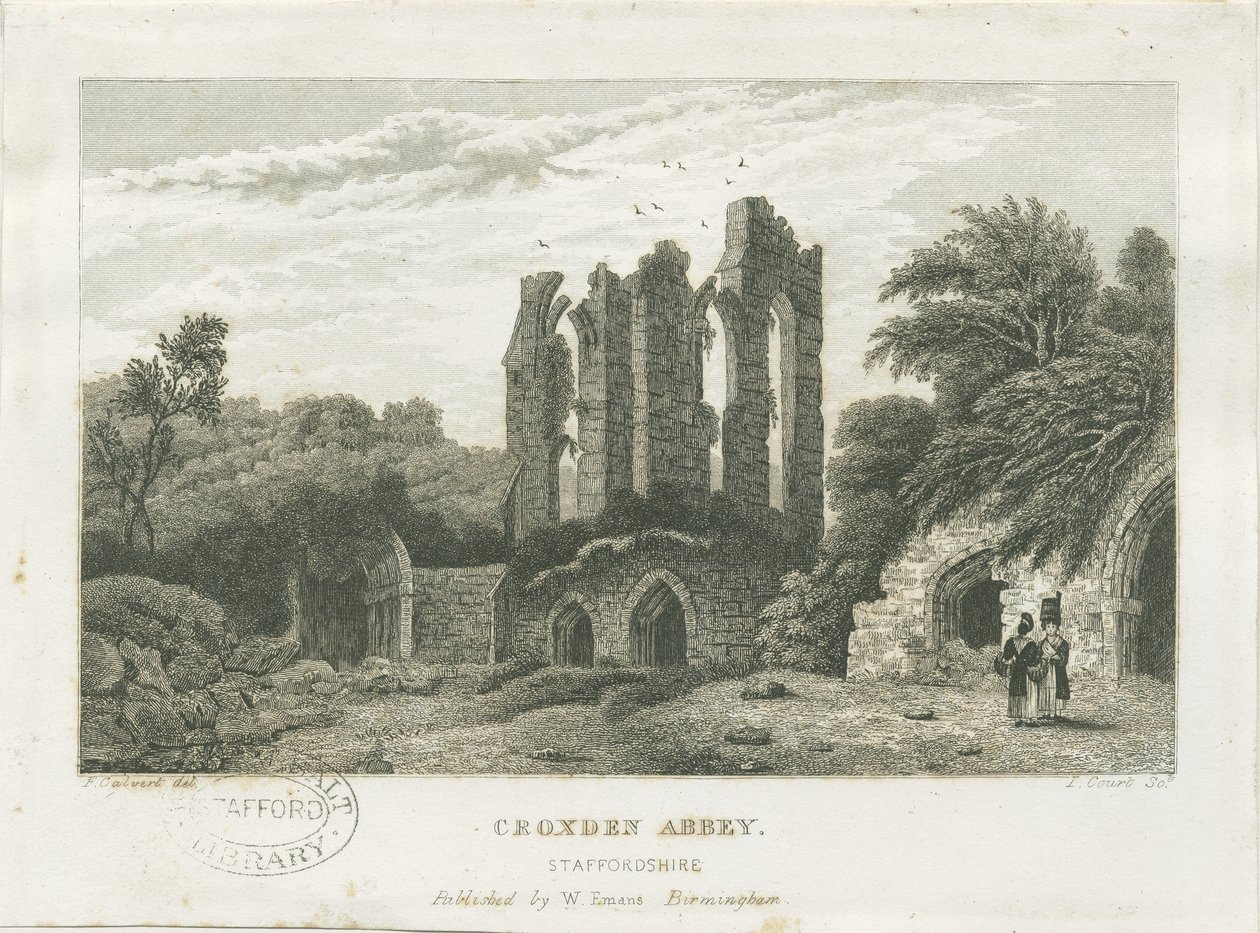 Abbazia di Croxden: incisione, nd [c 1830] da Frederick Calvert