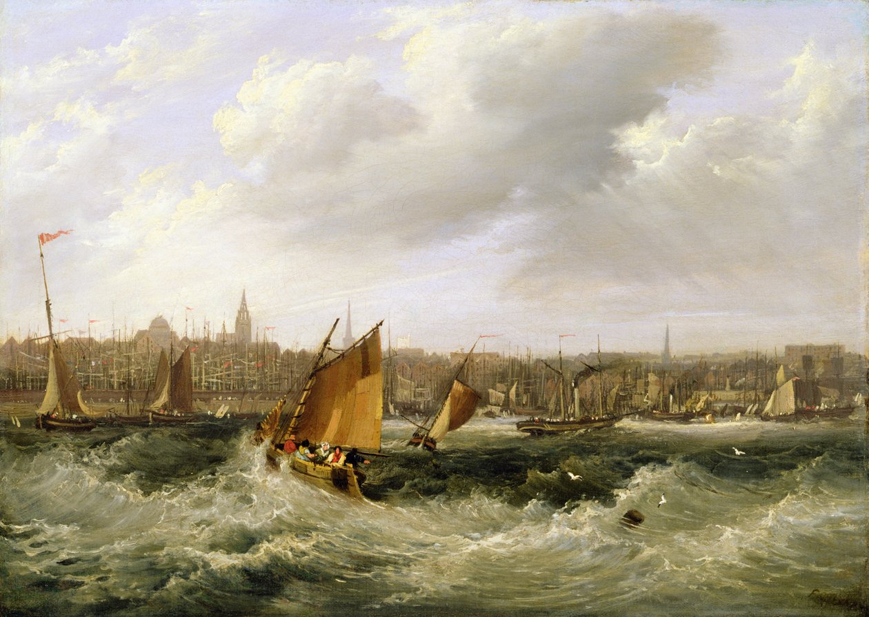 Liverpool, Lancashire dal fiume Mersey e New Brighton, 1838 da Frederick Calvert