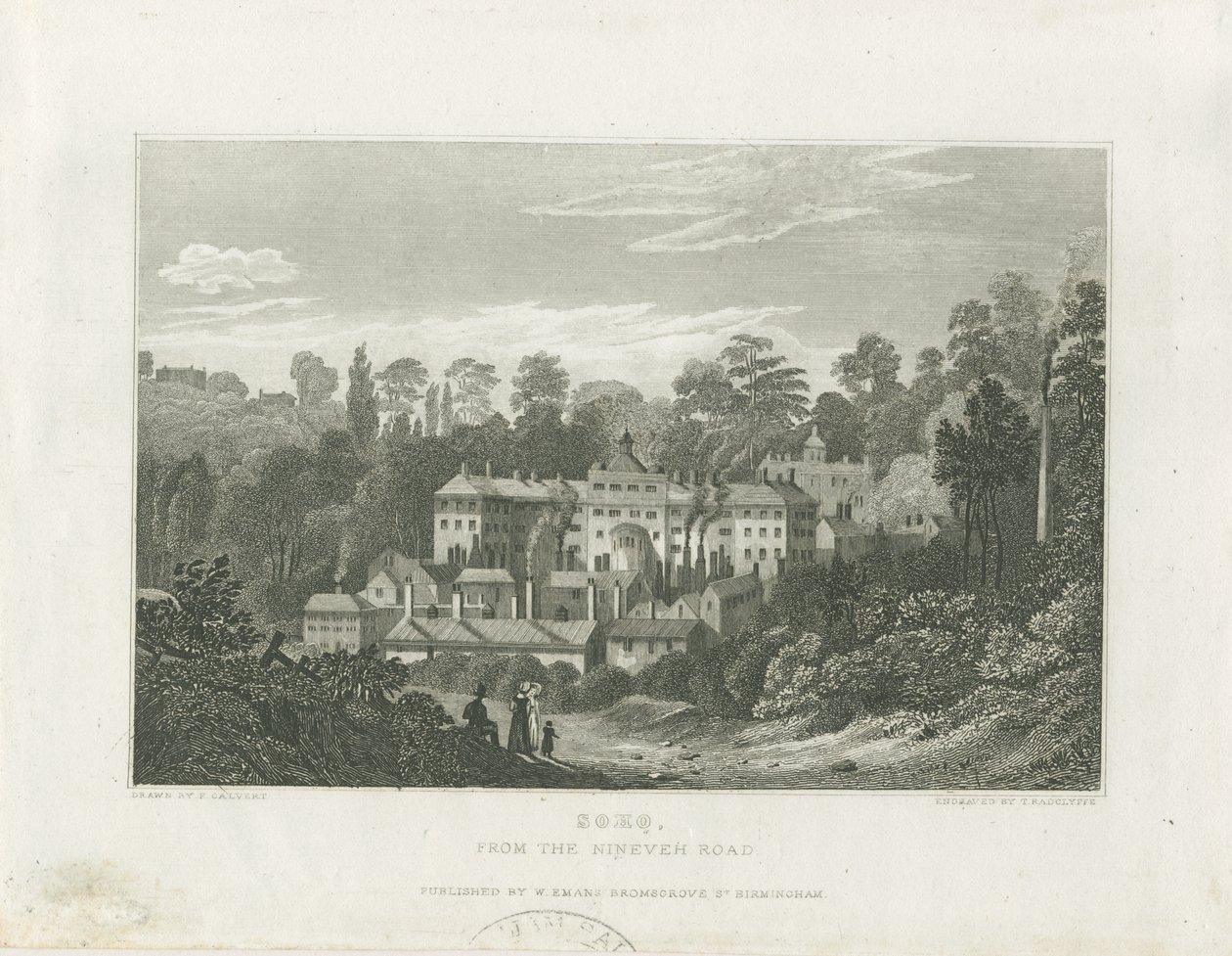 Soho Manufactory dalla Ninevah Road (incisione su acciaio) da Frederick Calvert
