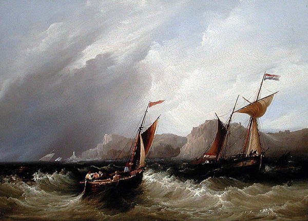 Imbarcazioni al largo di una costa rocciosa da Frederick Calvert