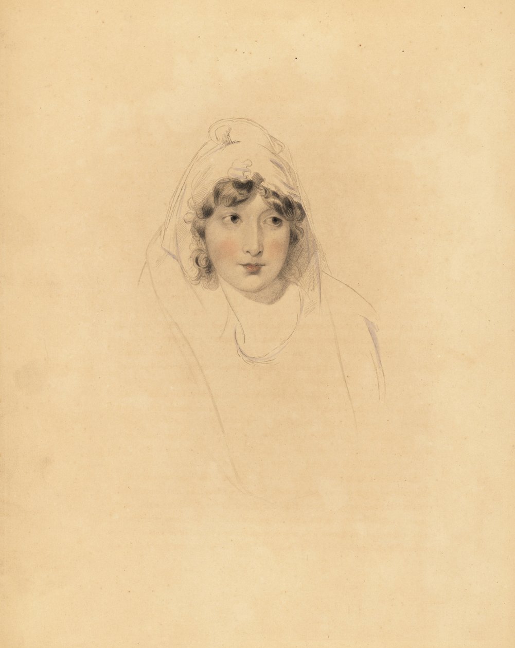 Ritratto di Lady Augusta Lowther, Contessa di Fane, moglie del 1° Conte di Lonsdale. Incisione colorata a mano di Frederick Christian Lewis dopo un