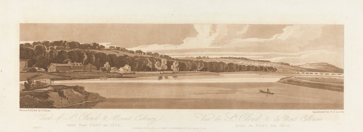Vista di St. Cloud e Mt. Calvary presa da Pont de Seve 1802; Tavola 18 da Vedute di Parigi, il Volume Emanuel tracciamento della tavola B1981.25.2627 da Frederick Christian Lewis the Elder