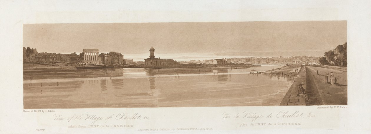 Vista del villaggio di Chaillot & C. presa dal Pont de la Concorde 1803; Tavola 17 da Vedute di Parigi, il volume Emanuel tracciato della tavola B1981.25.2626 da Frederick Christian Lewis the Elder