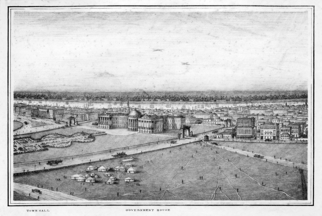 La Casa del Governo e il Municipio, Calcutta, India, c1840s da Frederick Fiebig