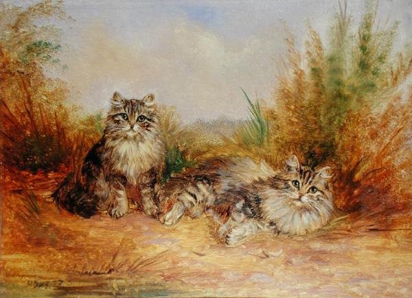 Due gattini tigrati in un paesaggio rurale da Frederick French