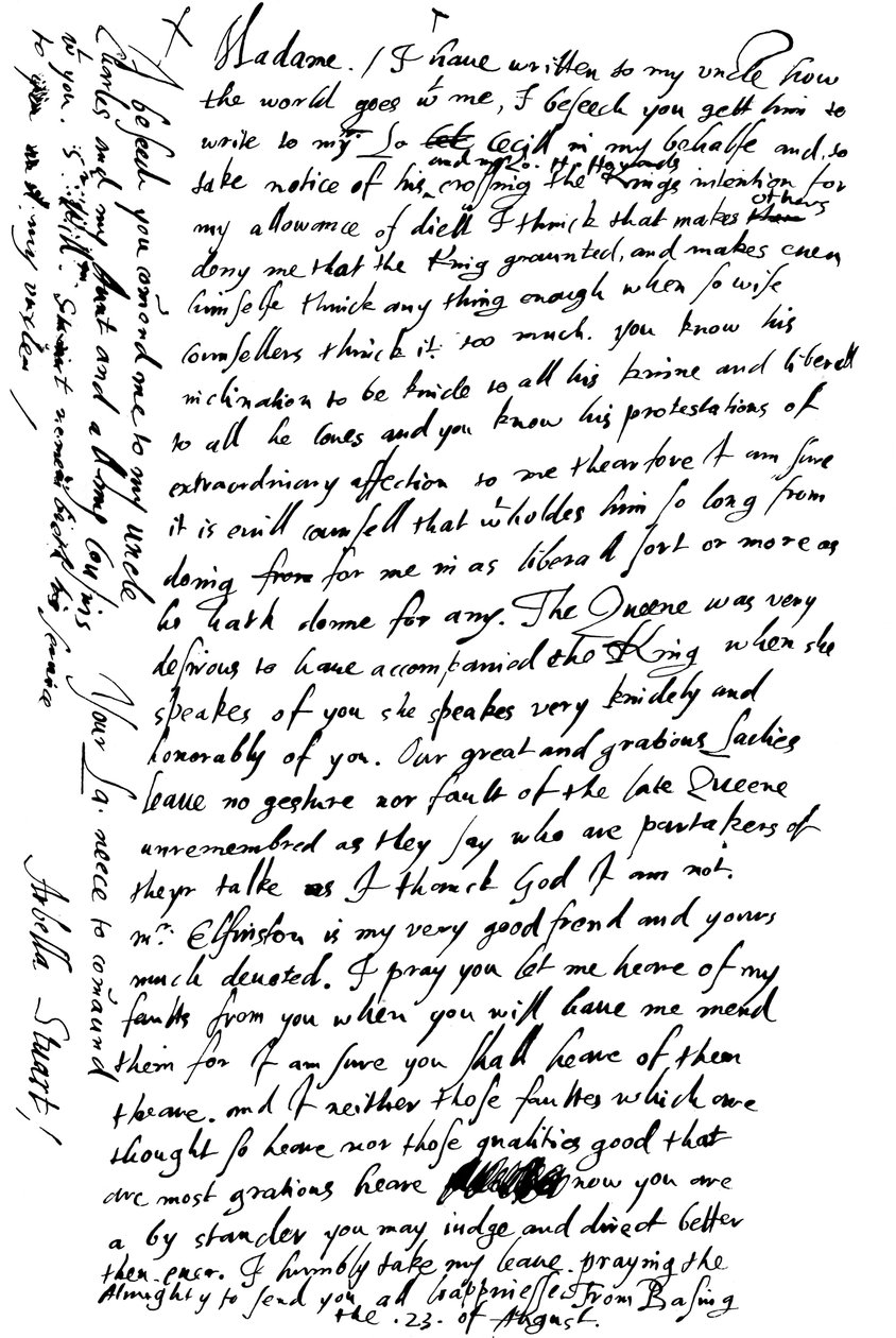 Lettera di Arabella Stuart alla contessa di Shrewsbury da Frederick George Netherclift
