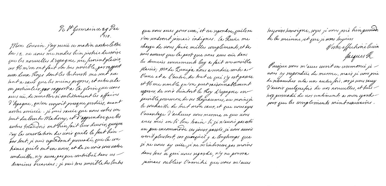 Lettera di James Francis Edward Stuart il Vecchio Pretendente al Duca di Vendome, 1710 1865 da Frederick George Netherclift