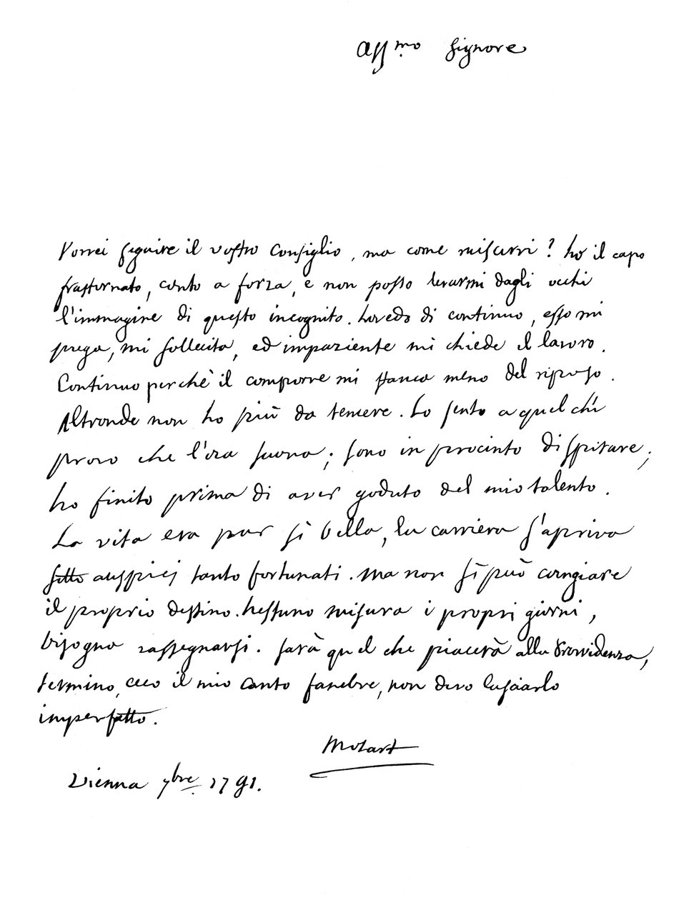 Lettera di Wolfgang Amadeus Mozart, 1791 1865 da Frederick George Netherclift