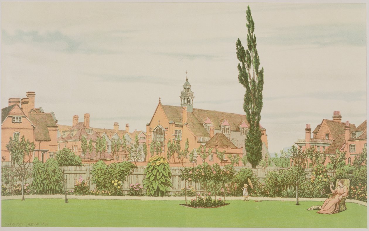 Chiesa e Canonica, Bedford Park, 1881 da Frederick Hamilton Jackson