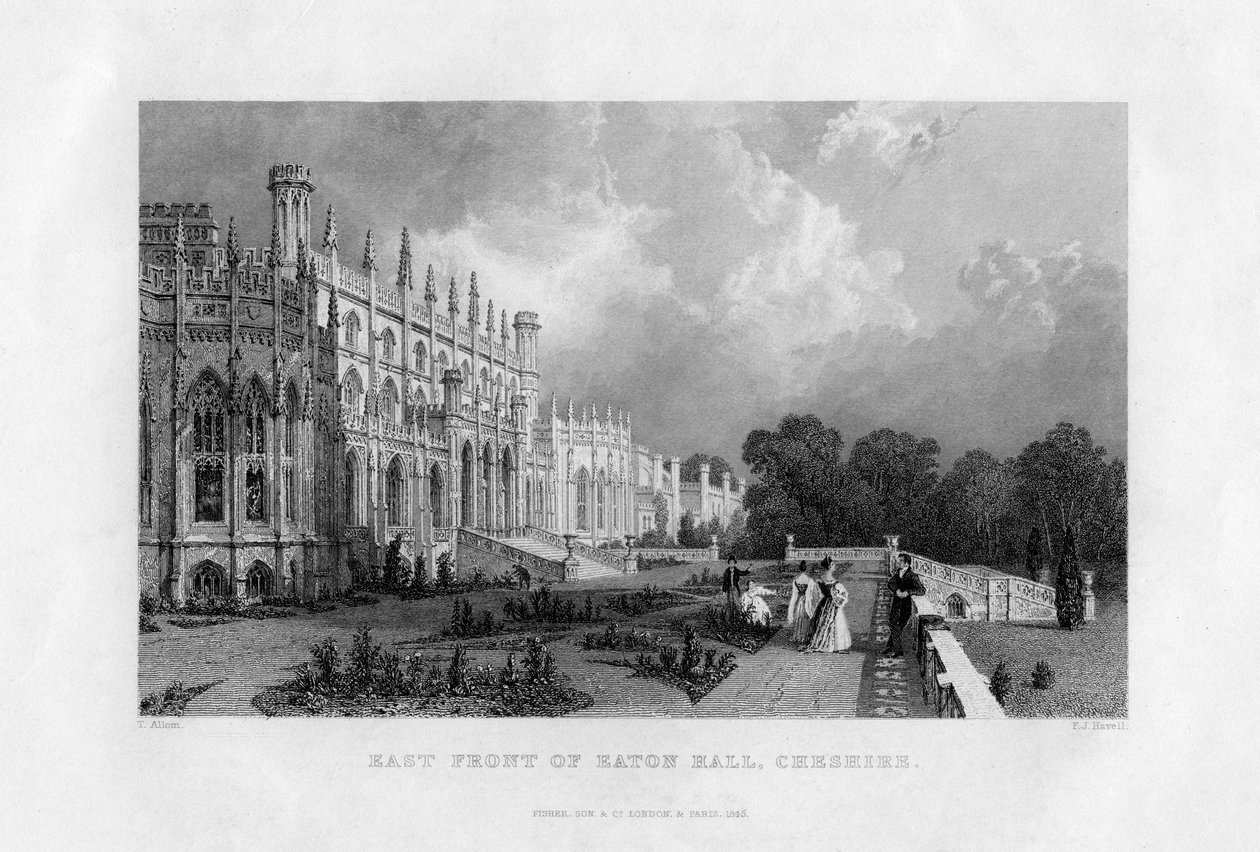 Facciata est di Eaton Hall, Cheshire, 1845 da Frederick James Havell