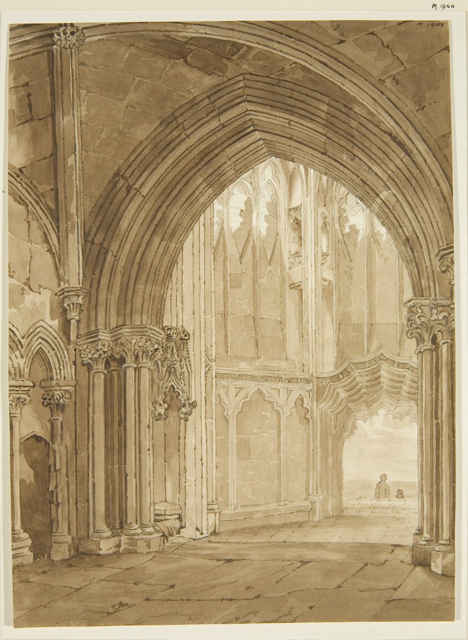 Interno del portico nord di St Mary Redcliffe da Frederick Mackenzie