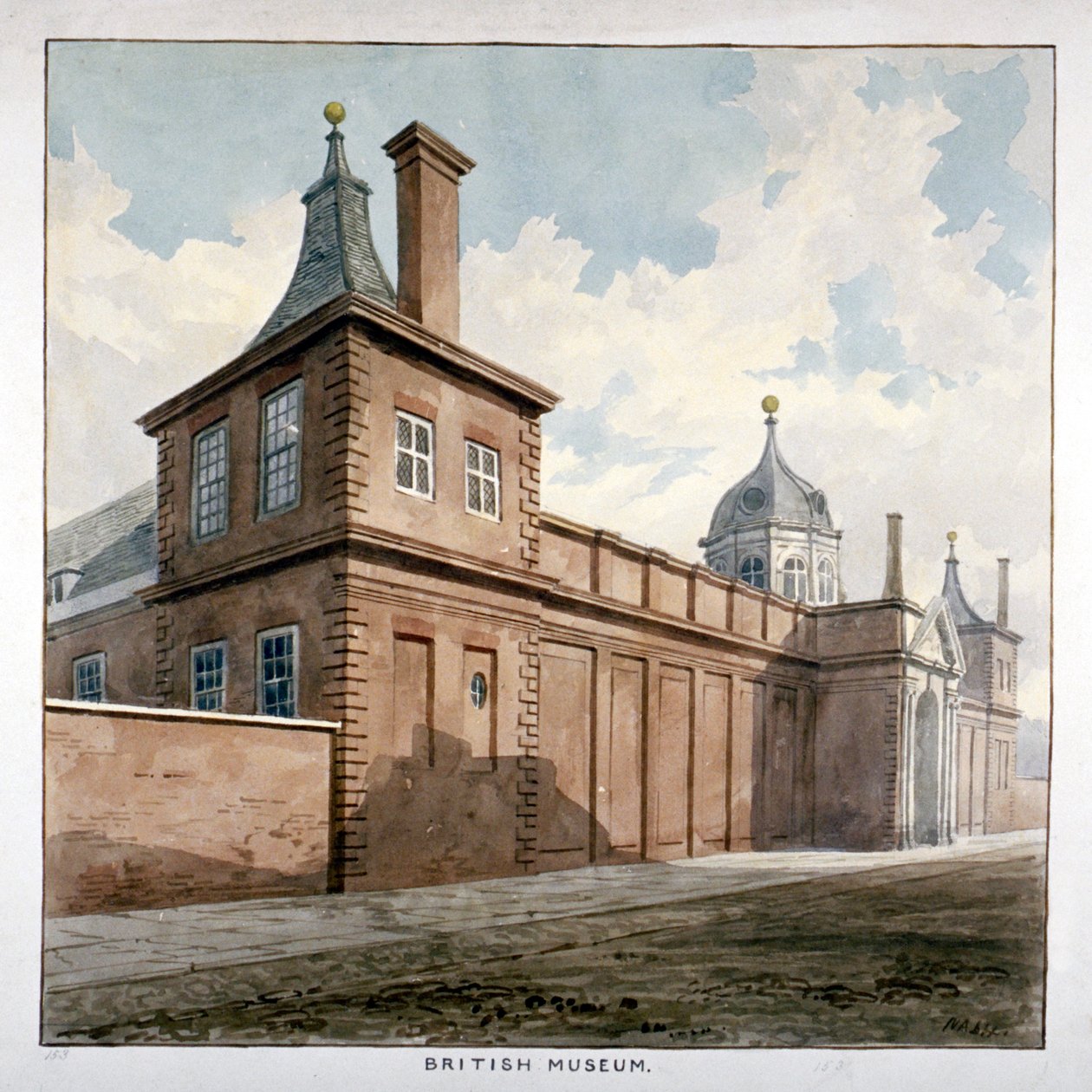 Veduta del British Museum, Bloomsbury, Londra da Frederick Nash