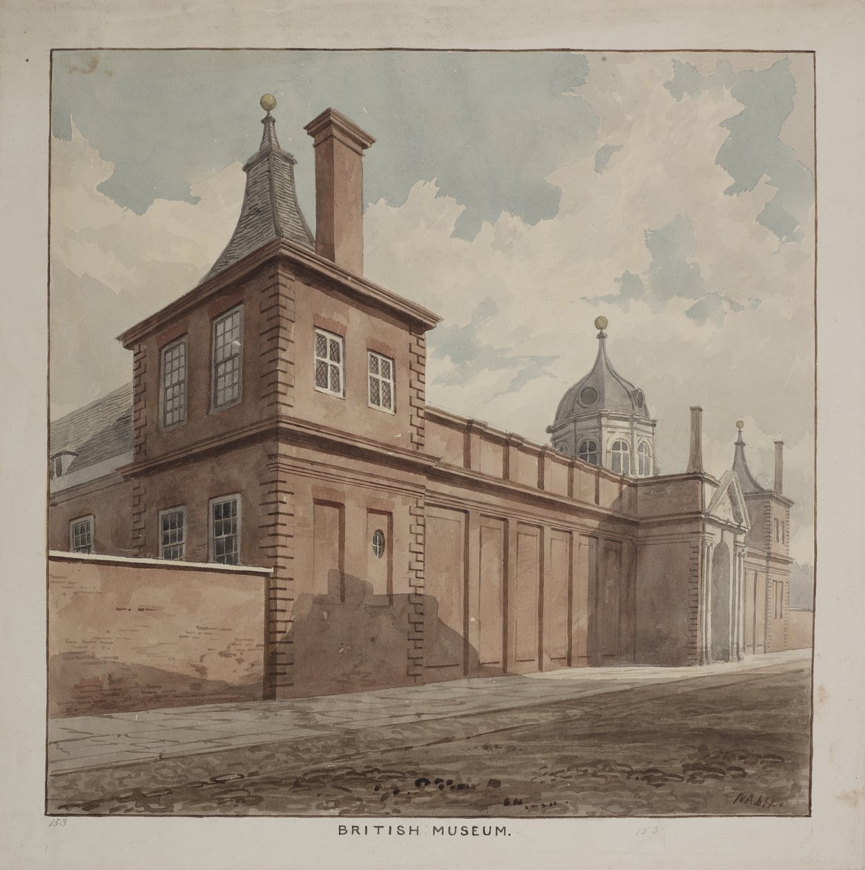 Veduta del British Museum, Holborn, c.1807 da Frederick Nash