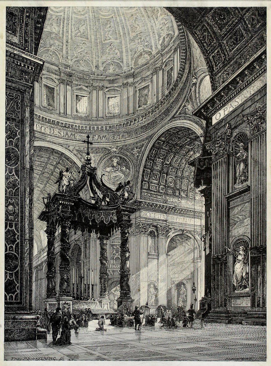 Basilica di San Pietro, Roma, Italia, vista interna, 1878 da Frederick P Dinkelberg