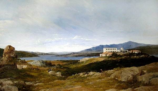 Veduta della villa di Garibaldi a Caprera, Sardegna da Frederick Richard Lee