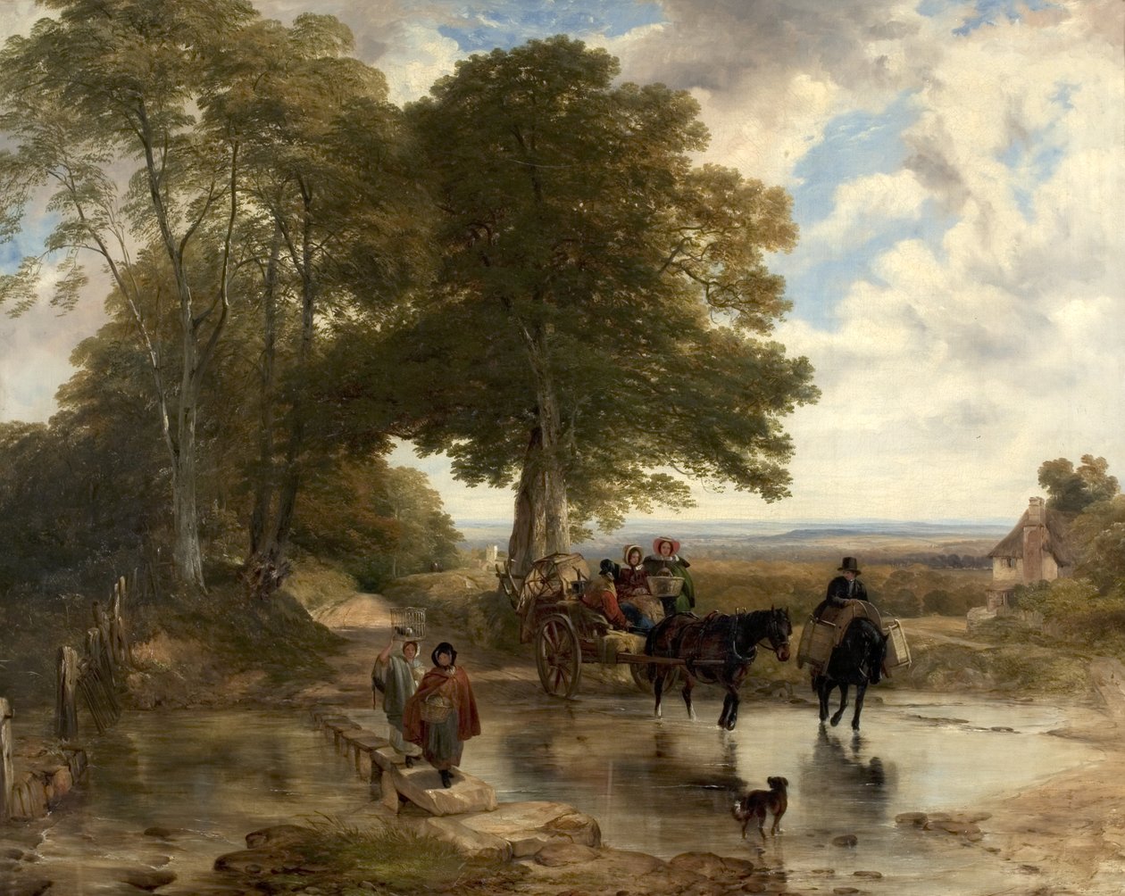 Carro del mercato a un ruscello, 1845 da Frederick Richard Lee