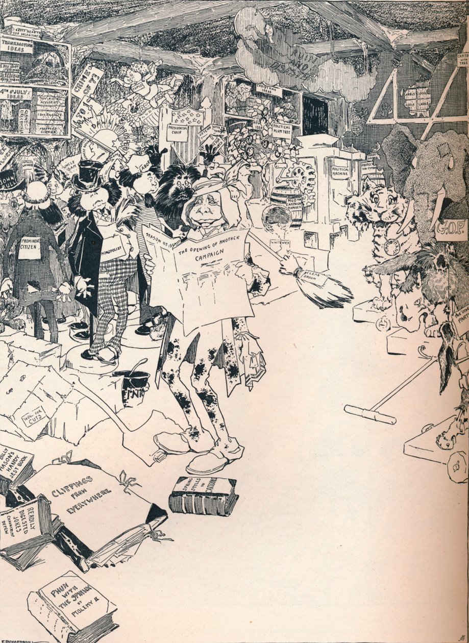 La stanza delle proprietà di un abile caricaturista, c1890 da Frederick Richardson