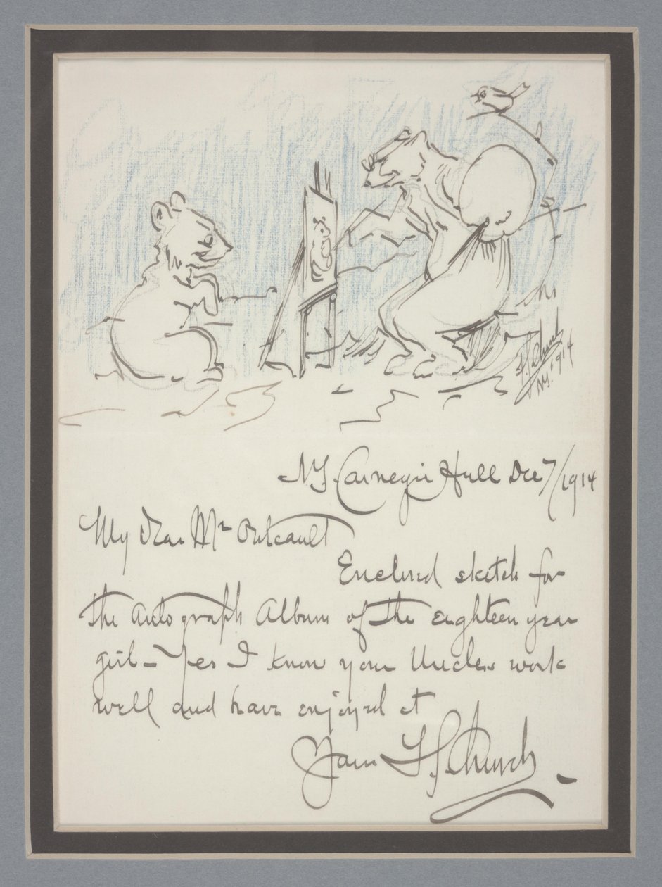 Lettera autografa con schizzo da Frederick Stuart Church