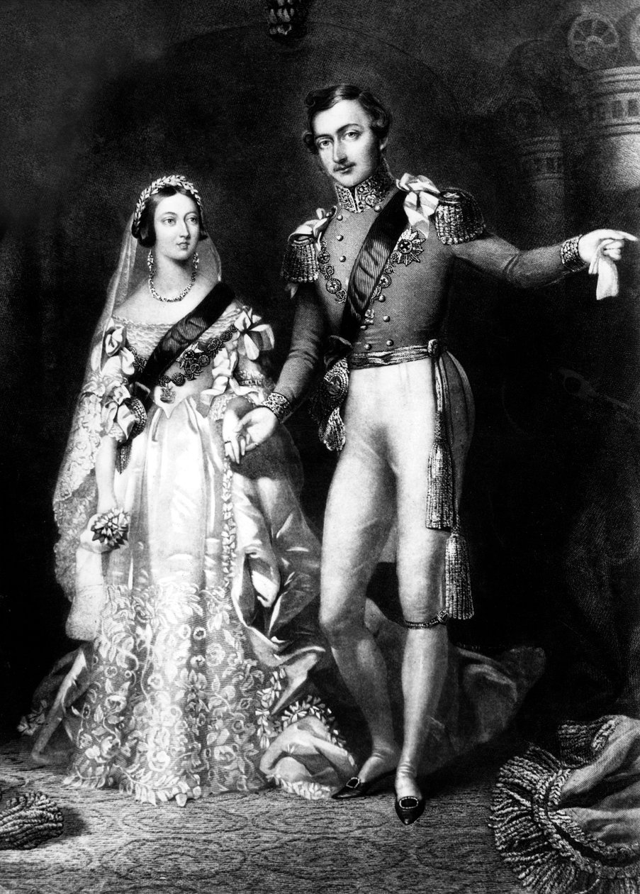 La regina Vittoria e il principe Alberto al loro ritorno dalla cerimonia di matrimonio a St James