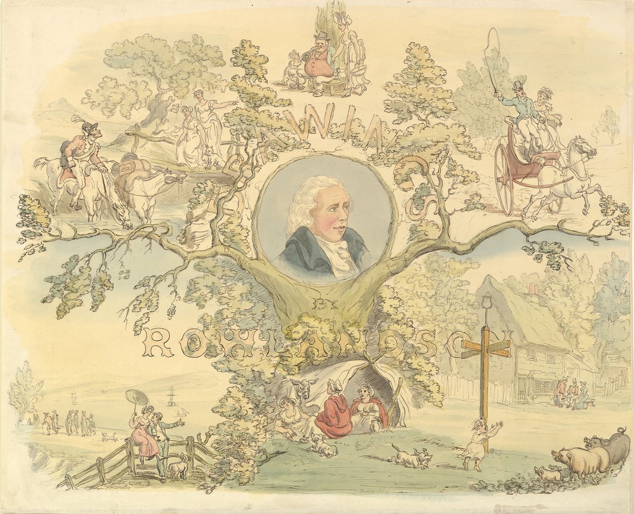 Progetto per una pagina del titolo nello stile di Rowlandson da Frederick William Pailthorpe