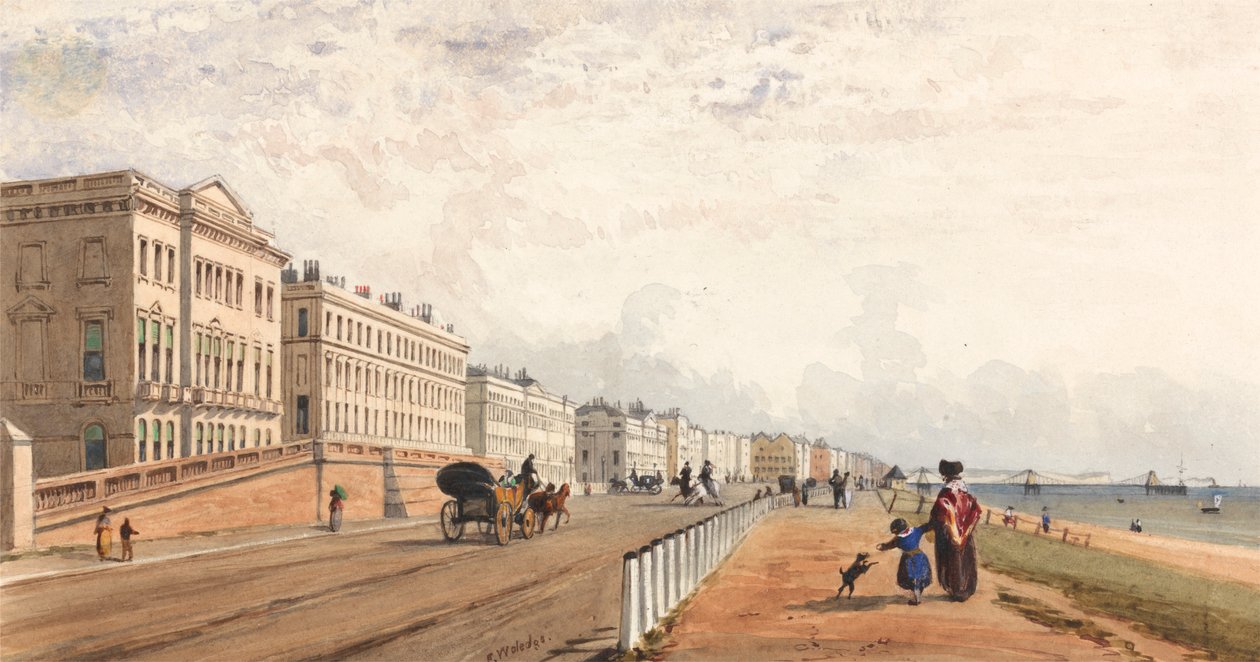 Brighton: il fronte e il molo a catena visti in lontananza da Frederick William Woledge
