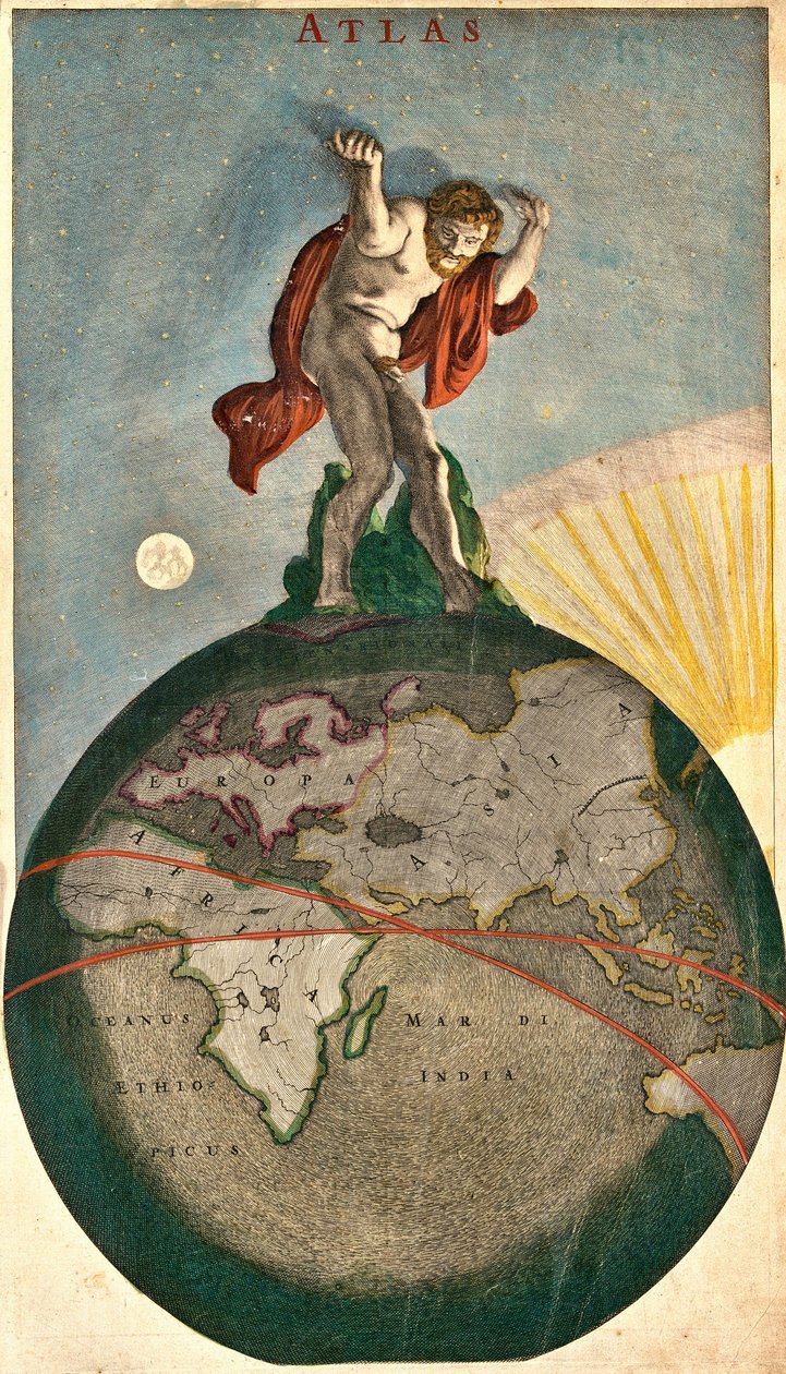 Atlante che sostiene la volta celeste, leva sulla Terra da Frederick de Wit